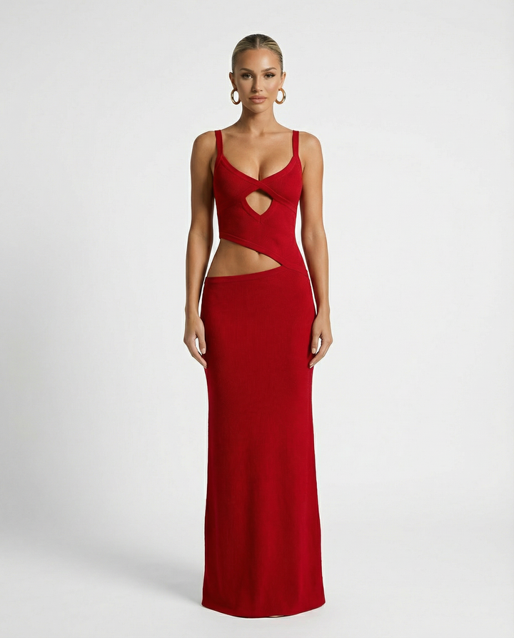 Erica | Bodycon Maxi Dress with Ruched Cut-Out Detail