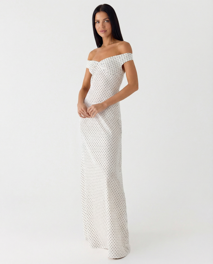 Eileen | Off-Shoulder Maxi Dress with Sweetheart Neckline