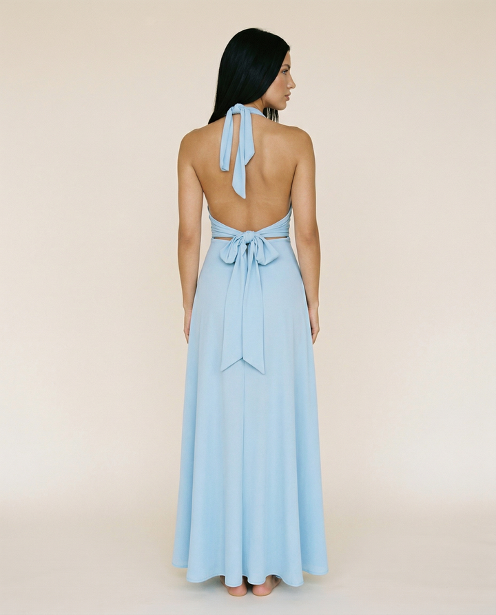 Cassie | Halter Neck High Slit Maxi Dress
