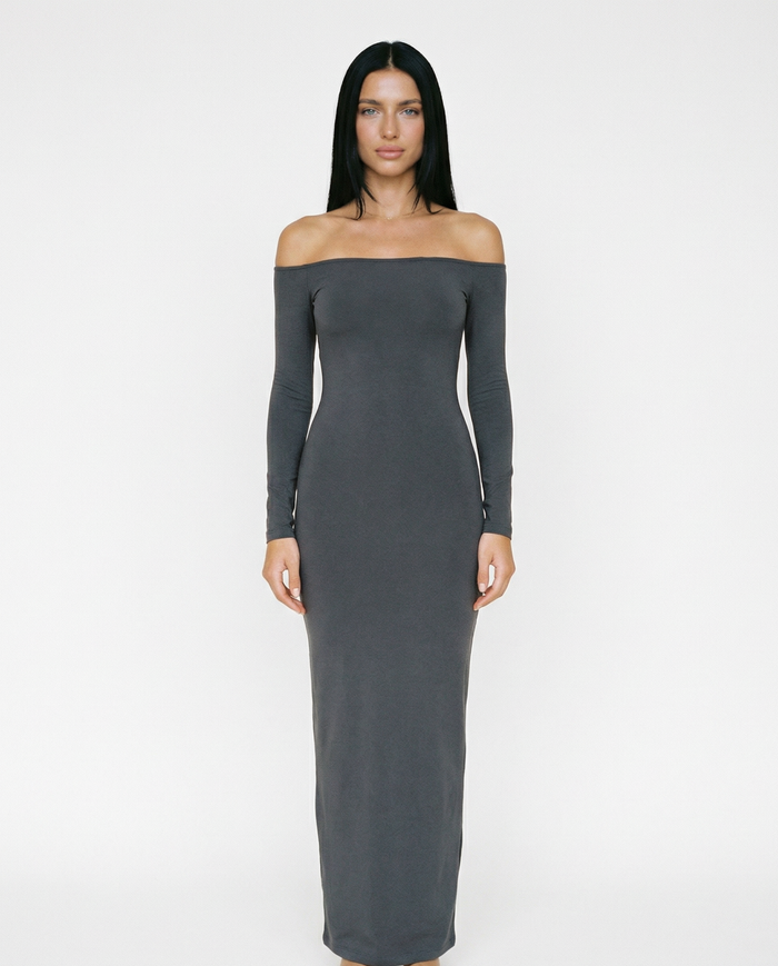 Robbie | Off Shoulder Maxi Dress with Long Sleeves