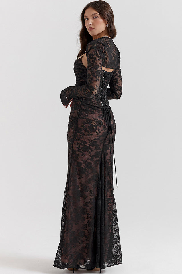 Marcella | Lace Maxi Dress with Corset Back