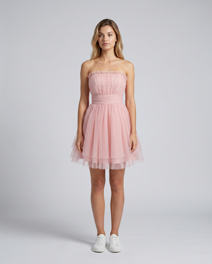Nichole | Mini Dress with Strapless Tulle Skirt