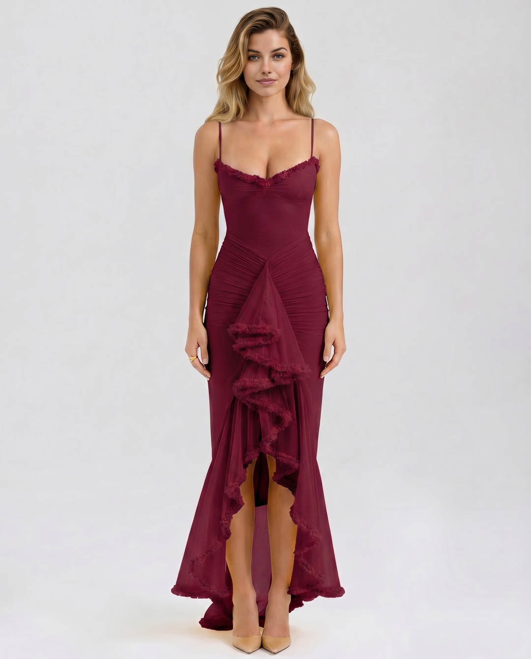 Leah | High-Low Dress with Ruffled Front