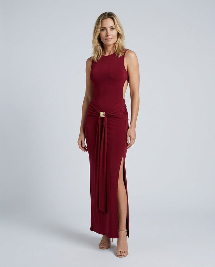 Faye | Open Back Fitted Maxi Dress
