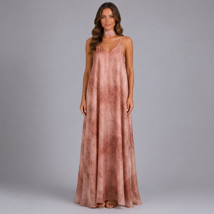 Lila | Printed V-Neck Sleeveless Maxi Dress