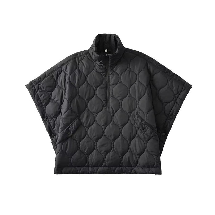 Women's Quilted Oversized Short Sleeve Coat Stand Collar