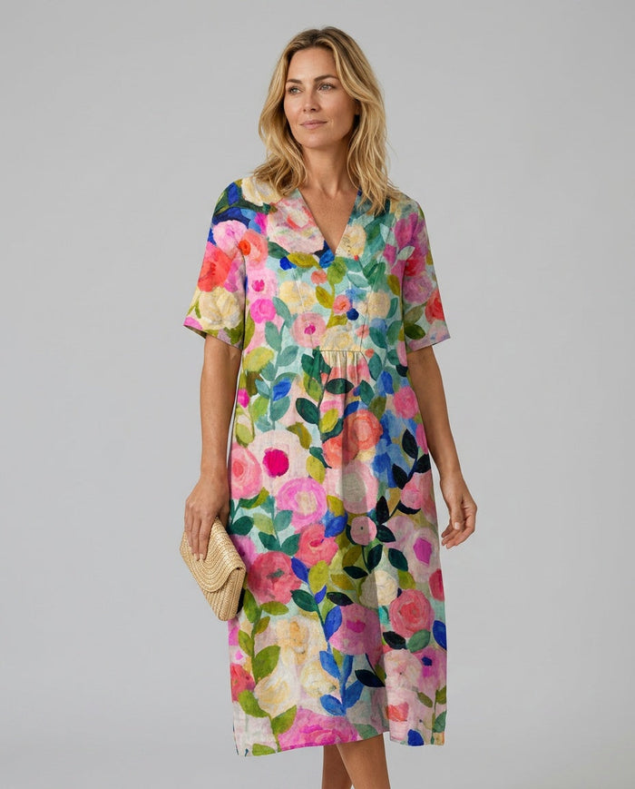 Fiona | Floral Print Midi Dress