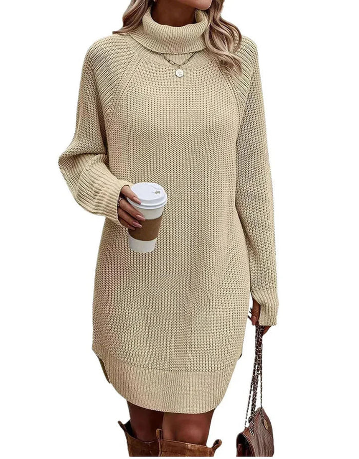 Women's Turtleneck Sweater Dress with Relaxed Fit