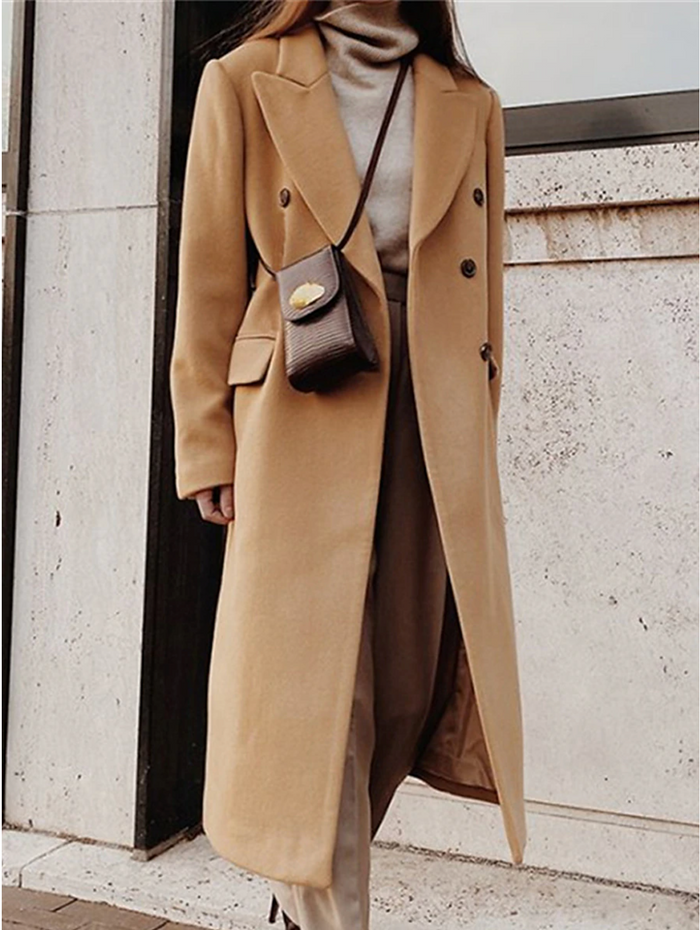 Women's Double-Breasted Trench Coat with Belt