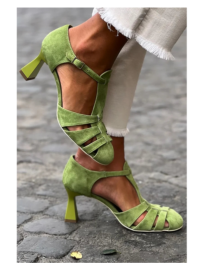 Women's Strappy Block Heel Sandals with Ankle Strap