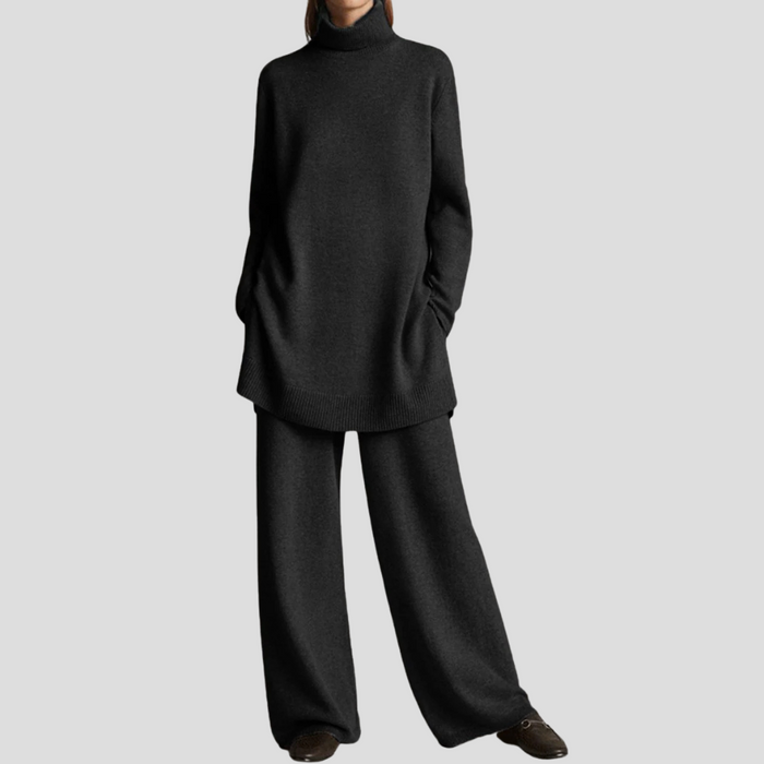 Women's Turtleneck Sweater Set with Wide-Leg Pants