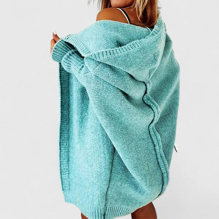 Women's Oversized Off-Shoulder Cardigan with Shawl Collar