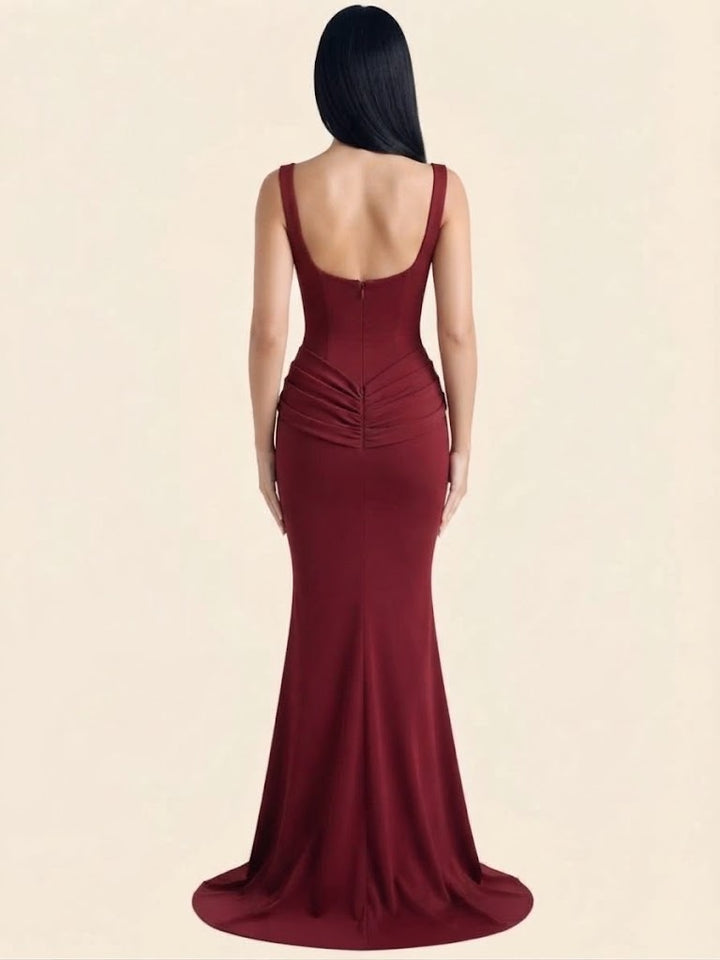 Wanda | Burgundy Corset Maxi Dress