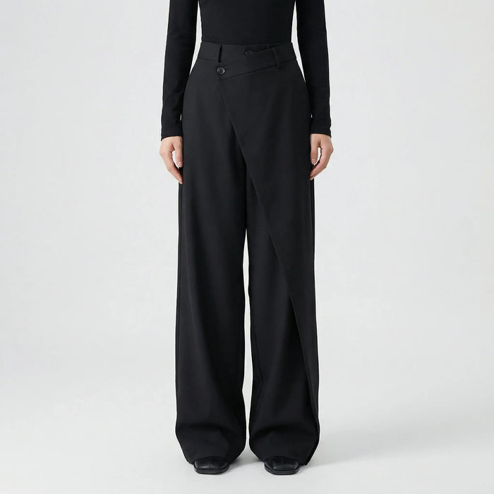 Women's Wide-Leg Trousers with Asymmetric Waistband