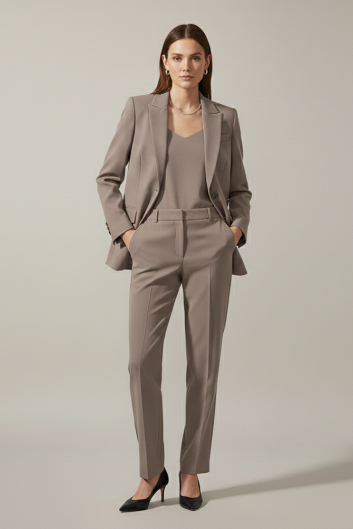 Isolde | Notched Lapel Blazer & Straight-Leg Pants Set