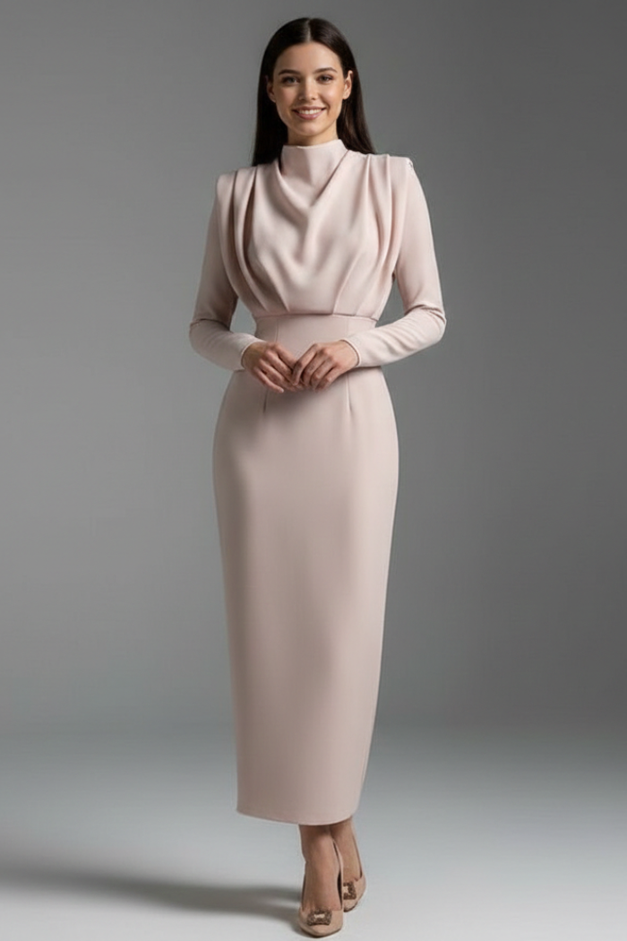 Tessa | High Neck Long Sleeve Maxi Dress