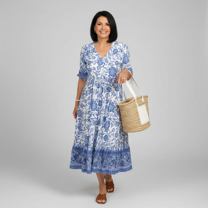 Mila | Tiered Block Print Boho Midi