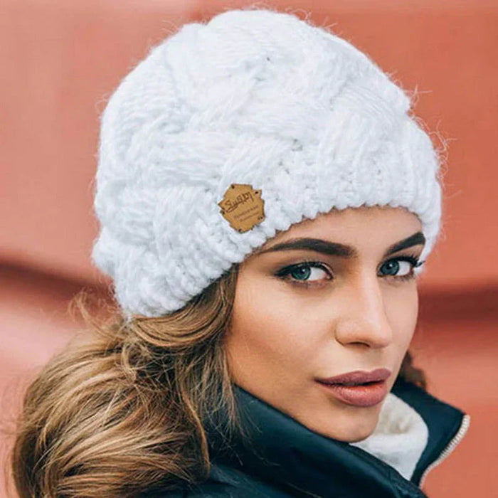 Women's Cable-Knit Beanie with Chunky Textured Fold-Over Cuff