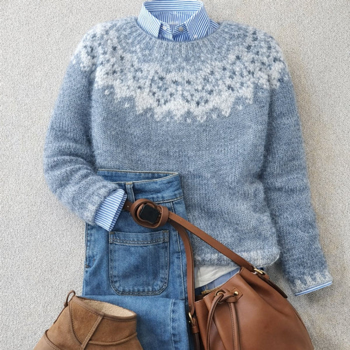 Women's Nordic Fair-Isle Crewneck Sweater Relaxed Fit