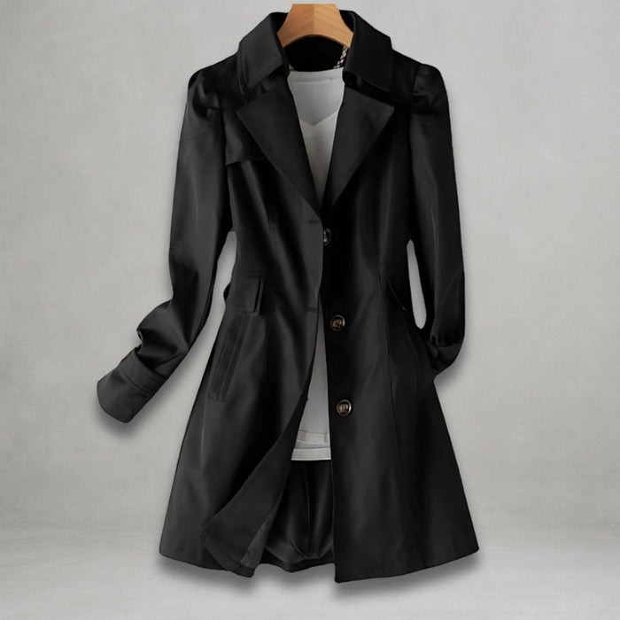 Women's Double-Breasted Trench Coat with Notched Lapel