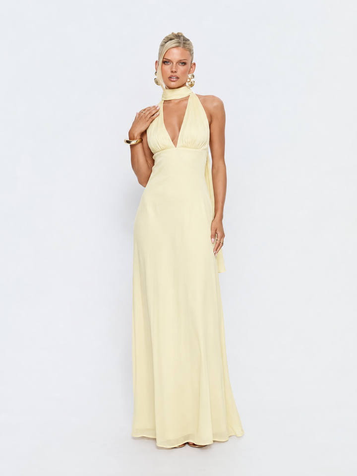 Jadira | Scarf Detail Wedding Guest Maxi Dress
