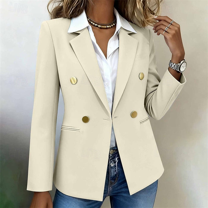 Women's Double-Breasted Tailored Blazer with Gold Buttons