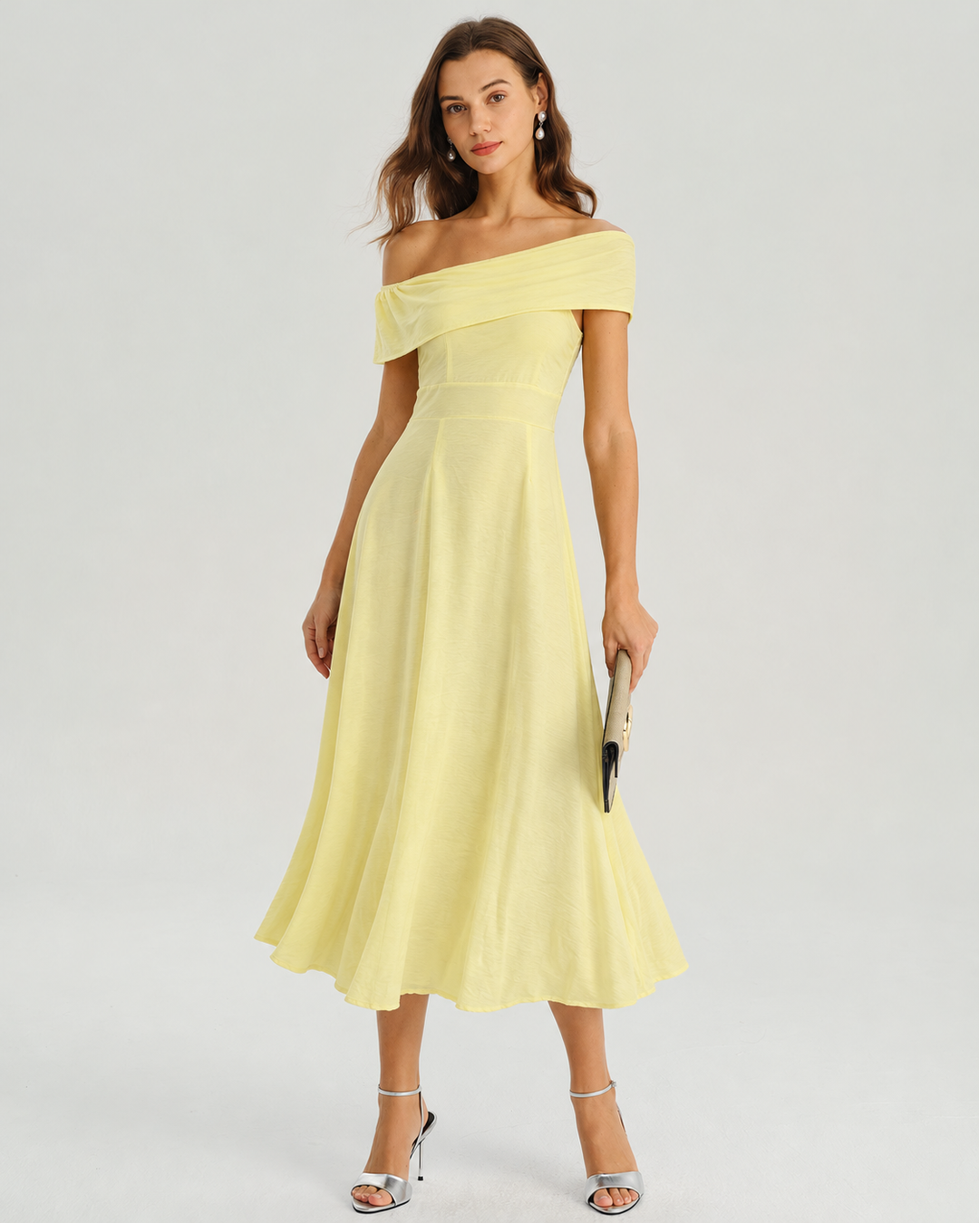 Zara | Sleeveless One-Shoulder A-Line Midi Dress