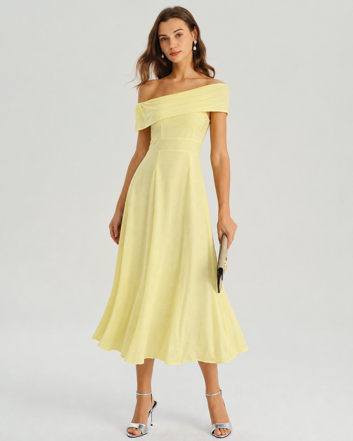 Zara | Sleeveless One-Shoulder A-Line Midi Dress