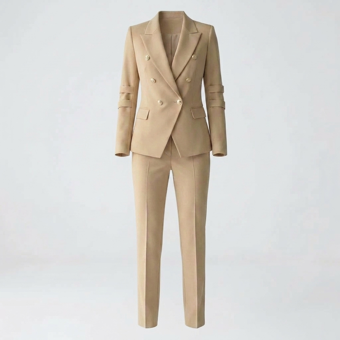 Women's Double-Breasted Blazer and Trouser Set