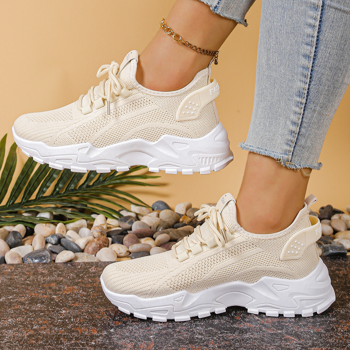 Women's Mesh Chunky Sneakers with Breathable Lace-Up