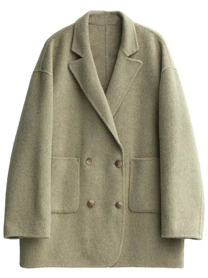 Women's Oversized Blazer Coat Double-Breasted Long