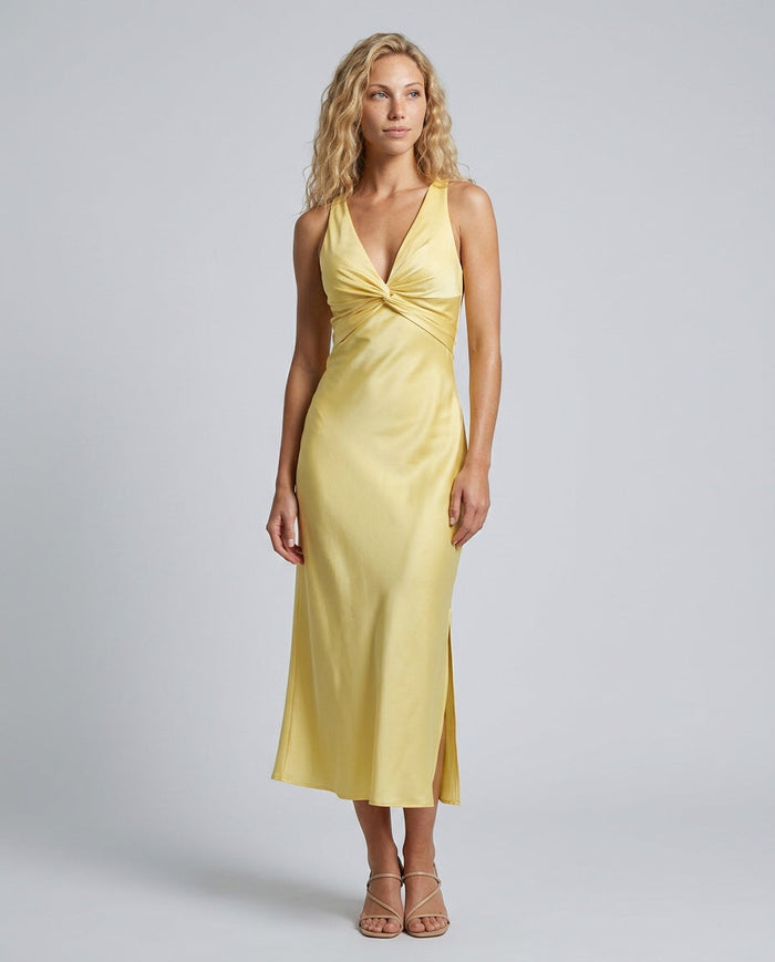Amélie | Satin-Look Twist Detail Midi Dress