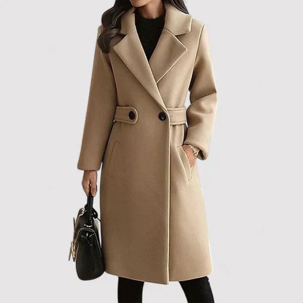 Women's Belted Double-Breasted Longline Coat Camel