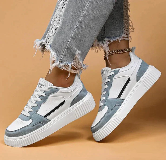 Platform Sneakers Color-Block Low-Top Lace-Up Shoes
