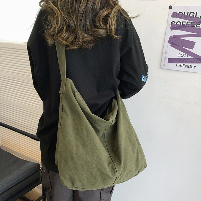 Women's Canvas Shoulder Bag Soft Crossbody Tote